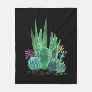 Manta Polar Acuarela, almohada de lanzamiento de cactus