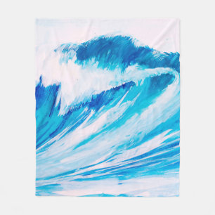 Manta Polar acuarela alta olas oceánicas de color azul marino