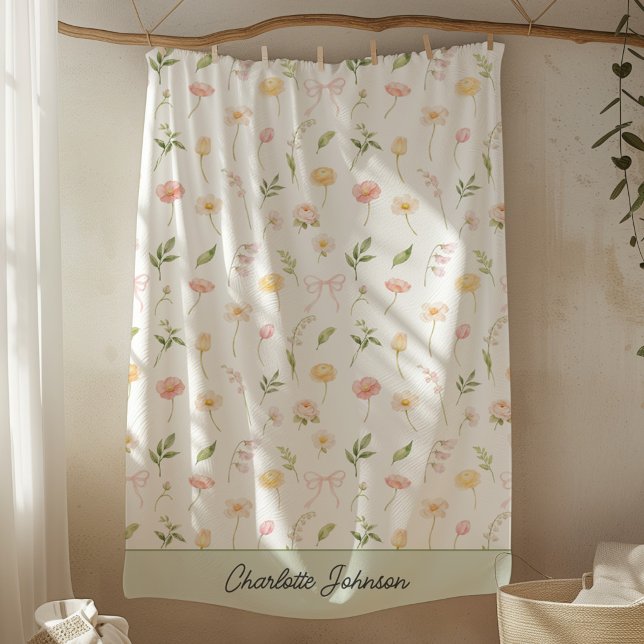 Manta Polar Acuarela Amarillo Rosa Flor Floral Personalizado (Subido por el creador)