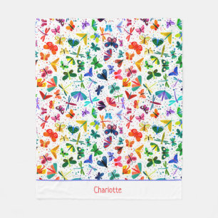 Manta Polar Acuarela Arcoiris Mariposas Niños Personalizados