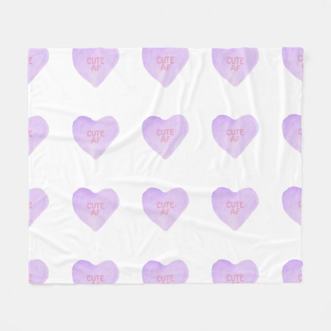 Manta Polar Acuarela Convo Heartz CUTE AF Fleece Blanc (Frente (Horizontal))
