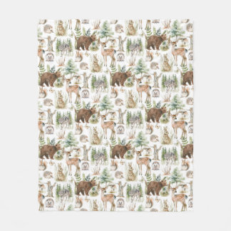 Manta Polar Acuarela Cute Forest Animals