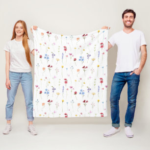 Manta Polar Acuarela de flores silvestres minimalista Boho Cot