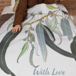 Manta Polar acuarela de hojas de goma verde pálido con nombre