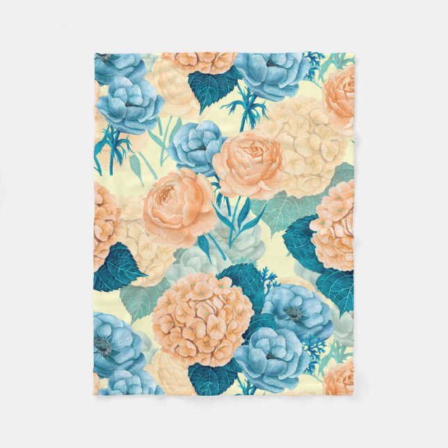 Manta Polar Acuarela de jardín de primavera (Anverso)