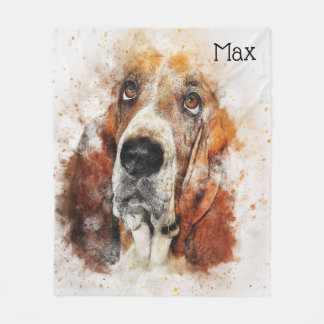 Manta Polar Acuarela de moda Basset Hound personalizado