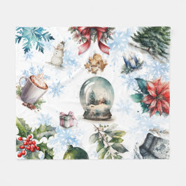 Manta Polar Acuarela de navidades
