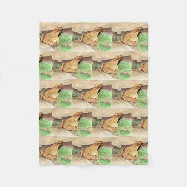 Manta Polar Acuarela de rana de madera (Anverso)