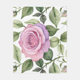 Manta Polar Acuarela de rosas rosadas y lavanda