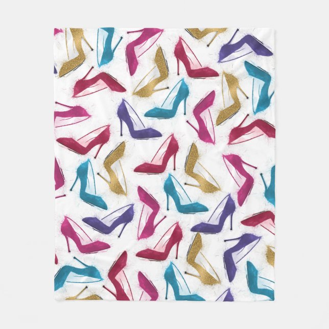 Manta Polar Acuarela de tacones altos de oro modernos (Anverso)