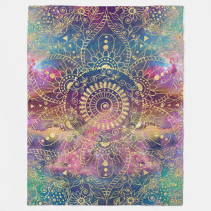 Manta Polar acuarela dorada y nebulosa mandala