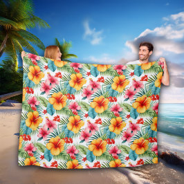 Manta Polar Acuarela exótica floral hawaiana