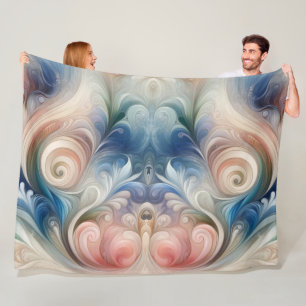 Manta Polar Acuarela Fantasía Pastel Floral Azul & Crema
