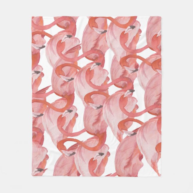 Manta Polar Acuarela Flamingo: Patrón sin foco (Anverso)