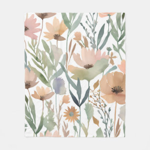 Manta Polar Acuarela Flor silvestre Boho suave primavera paste