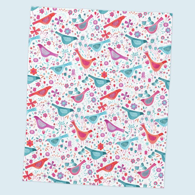 Manta Polar Acuarela floral de pájaro (Subido por el creador)