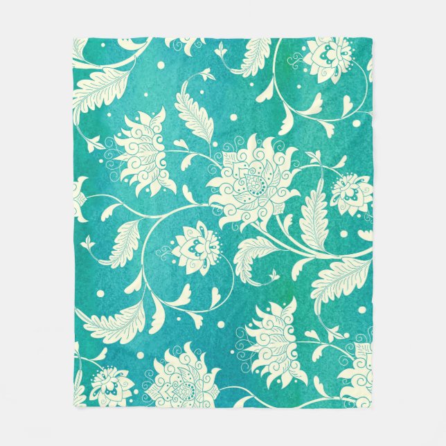 Manta Polar Acuarela floral de porcelana china (Anverso)