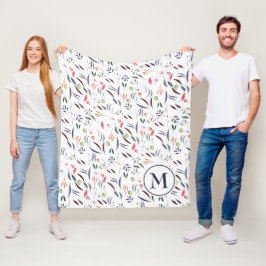 Manta Polar Acuarela floral monográfica personalizada
