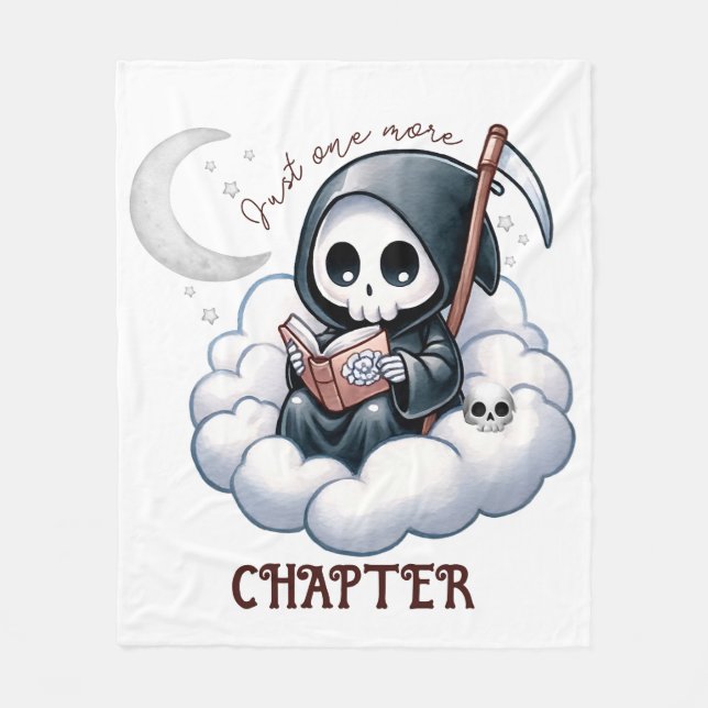 Manta Polar Acuarela Grim Reaper Book Lover (Anverso)