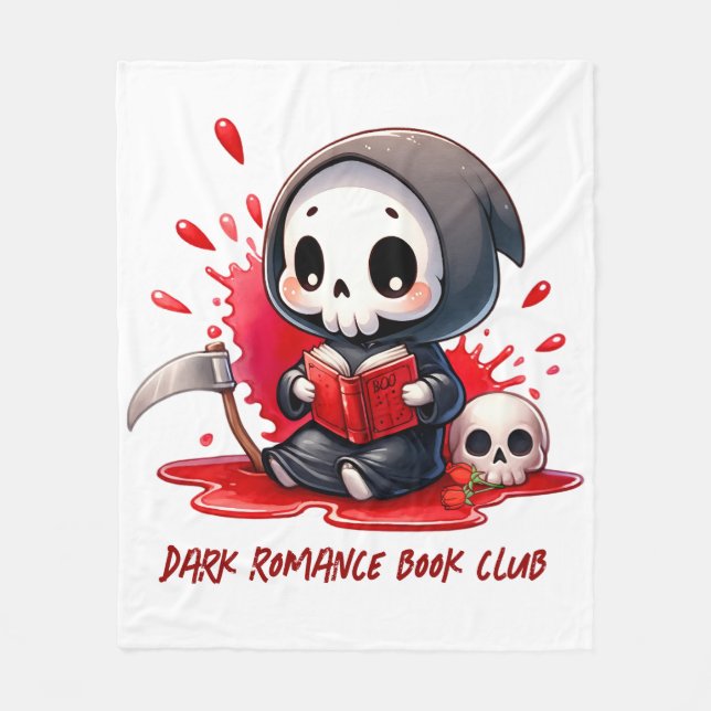 Manta Polar Acuarela Grim Reaper Book Lover (Anverso)