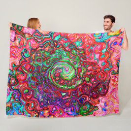 Manta Polar Acuarela Groovy Rojo Resumen Remoto Líquido Swirl