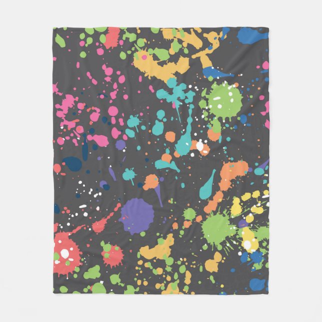 Manta Polar Acuarela Grunge: Patrón de puntos coloridos. (Anverso)