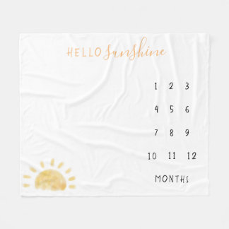 Manta Polar Acuarela "Hello Sunshine" Baby Milestone Fleece