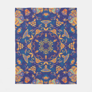 Manta Polar Acuarela Kaleidoscope Mandala Oriental Design.