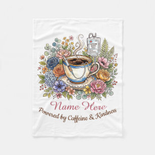 Manta Polar Acuarela Nombre Personalizado Médico Café Floral