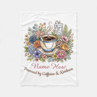 Manta Polar Acuarela Nombre Personalizado Médico Café Floral