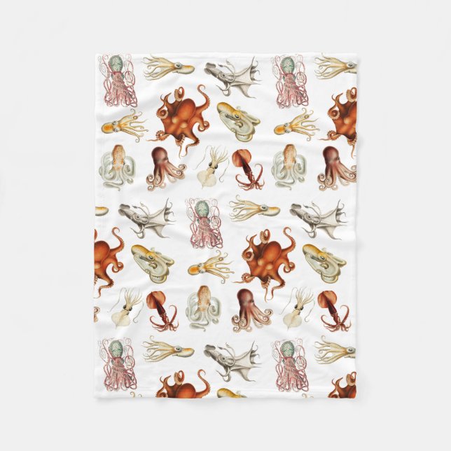 Manta Polar Acuarela Octopus Cephalopod Ocean Animals (Anverso)