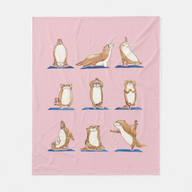 Manta Polar Acuarela Otter Yoga (Anverso)