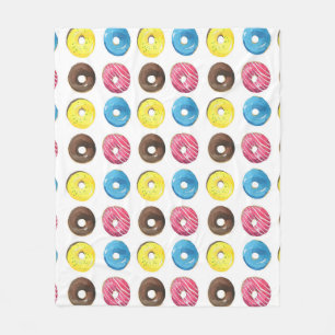 Manta Polar Acuarela pequeñas donuts, patrón sin costuras.