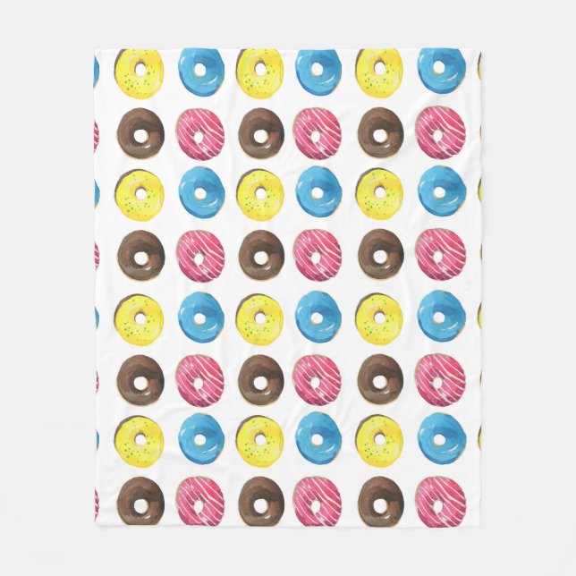 Manta Polar Acuarela pequeñas donuts, patrón sin costuras. (Anverso)