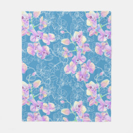 Manta Polar Acuarela pintada de orquídea