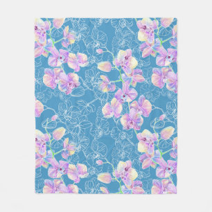 Manta Polar Acuarela pintada de orquídea