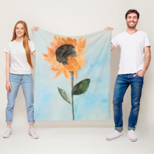 Manta Polar acuarela Pintura de girasol