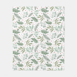 Manta Polar Acuarela Rustica Pine Forest Berry Garland