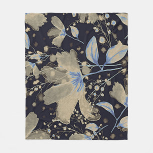 Manta Polar Acuarela virgen floral: fondo negro