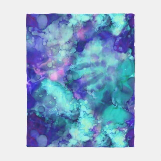 Manta Polar acuarelas de fantasía azul: (Anverso)