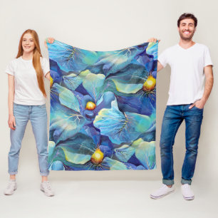 Manta Polar Acuario de color a mano Floral Aqua y Blues