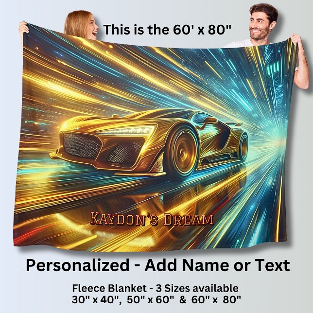 Manta Polar Add Name Change Text, Golden Racing Car  (Subido por el creador)