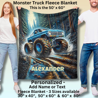 Manta Polar Add Name Text, Monster Truck in Forest