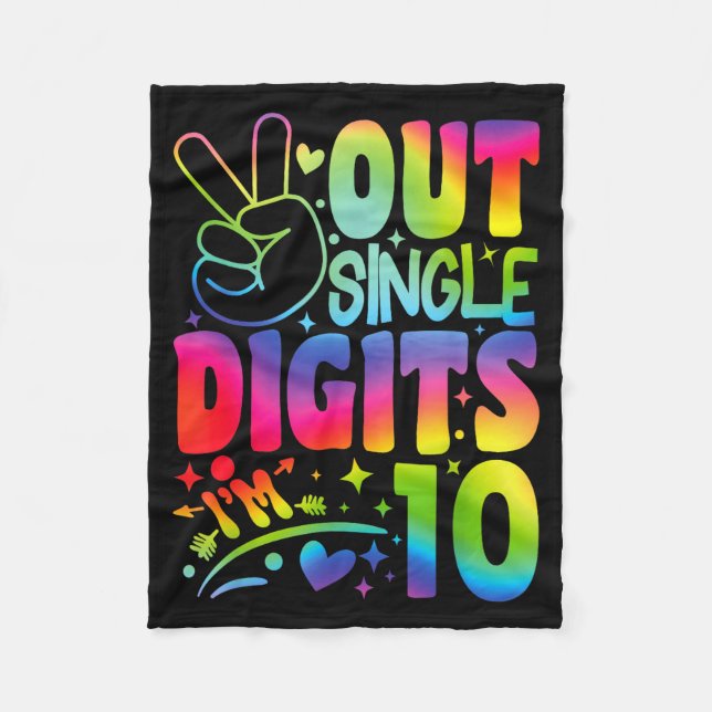 Manta Polar Adiós Dígitos Únicos Soy 10 Dígitos Tie Dye Cumple (Anverso)
