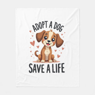 Manta Polar Adopta un perro salva una vida vintage cachorro ad
