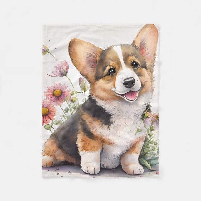 Manta Polar Adorable cachorro Corgi (Anverso)
