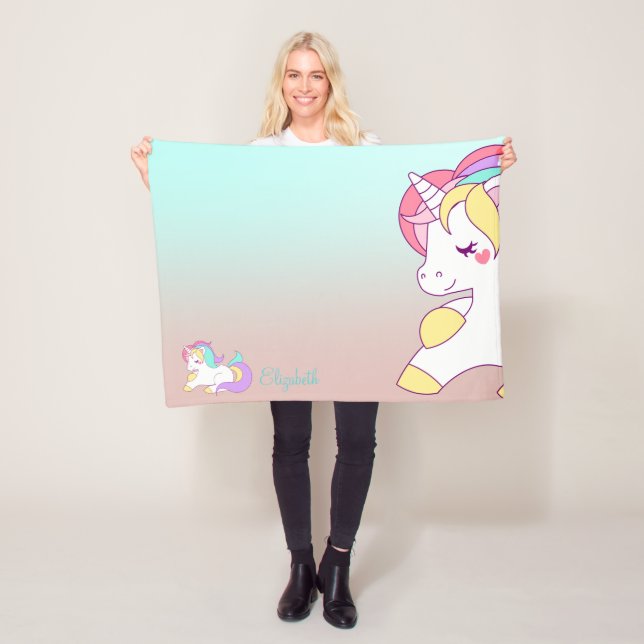 Manta Polar Adorable Cute Rainbow Unicorn, Ombre (In situ)