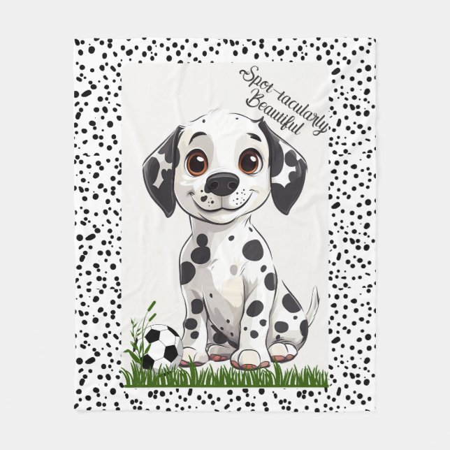 Manta Polar Adorable Dalmatian Puppy Football Art (Anverso)