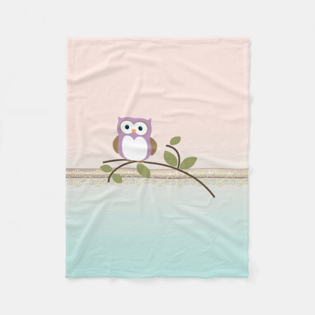 Manta Polar Adorable Girly Cute Owl (Anverso)