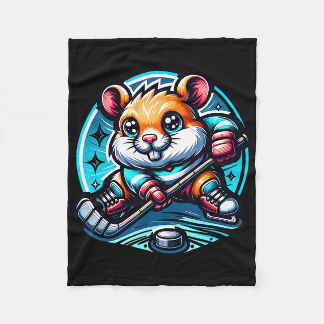 Manta Polar Adorable Hamster Hockey Player Skating Fun  (Anverso)